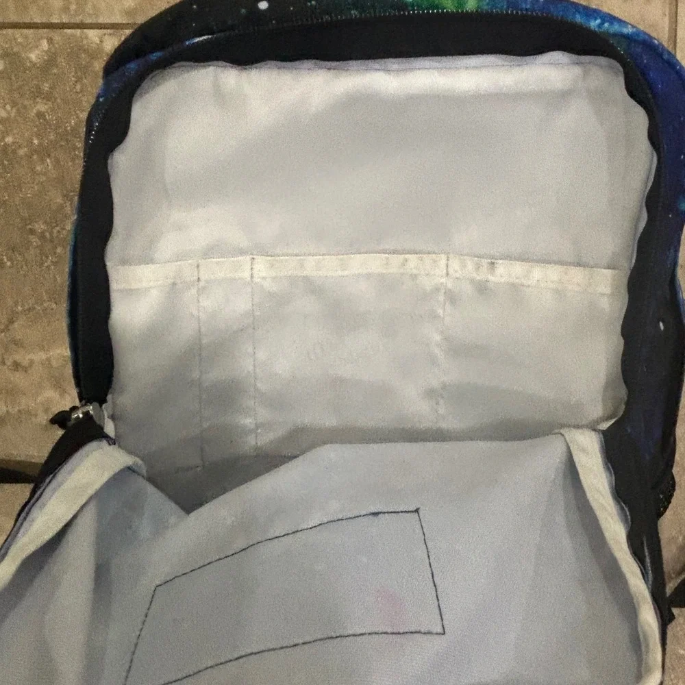 JanSport Doubleton Galaxy Space Backpack Blue Green JS0A7ZNY Kids School Bag